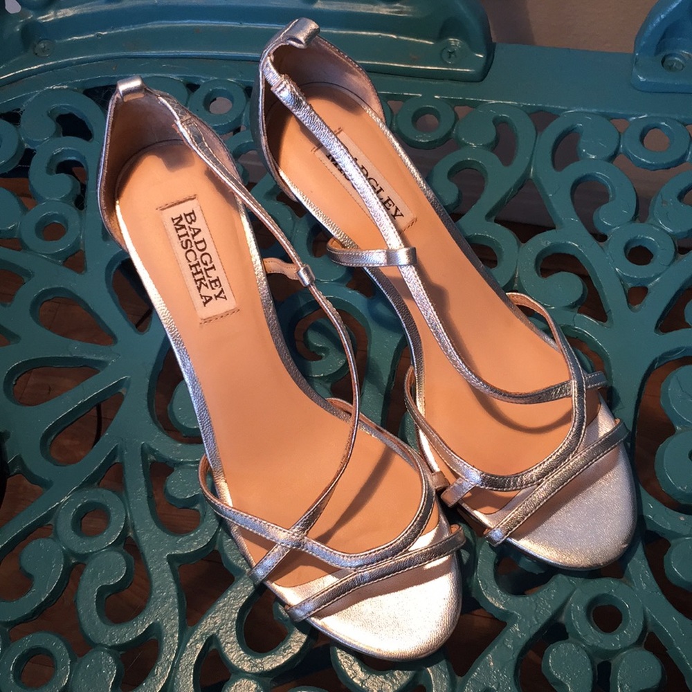 Badgley Mischka silver wedges